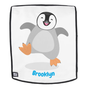 Cute happy emperor penguin chick cartoon backpack