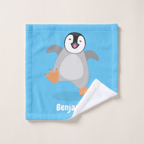 Cute happy emperor penguin chick cartoon bath towel set