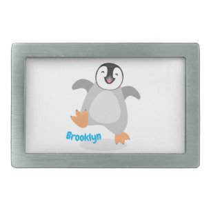 Cute happy emperor penguin chick cartoon belt buckle