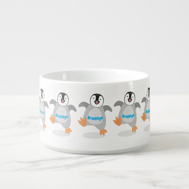 Cute happy emperor penguin chick cartoon bowl (Center)