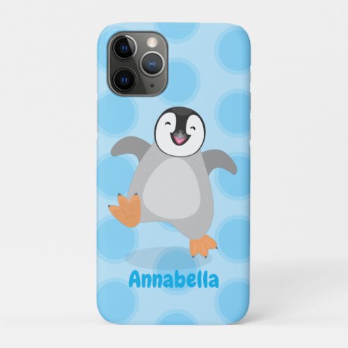 Cute happy emperor penguin chick cartoon iPhone 11 pro case