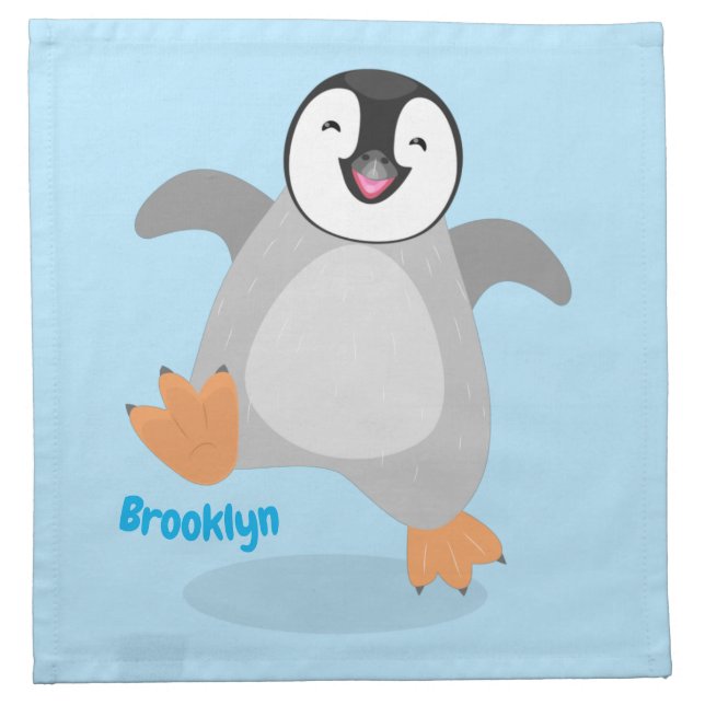 Cute happy emperor penguin chick cartoon cloth napkin (Front)