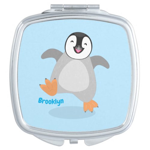 Cute happy emperor penguin chick cartoon compact mirror