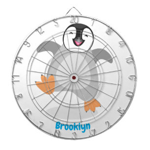 Cute happy emperor penguin chick cartoon dart board