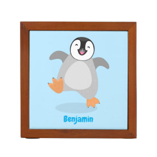 Cute happy emperor penguin chick cartoon  desk organizer