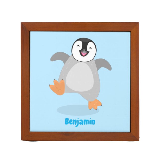 Cute happy emperor penguin chick cartoon  desk organizer (Front)