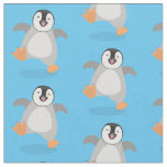 Cute happy emperor penguin chick cartoon fabric