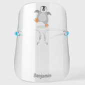 Cute happy emperor penguin chick cartoon face shield (Front)