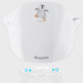 Cute happy emperor penguin chick cartoon face shield (Front w/Glasses)