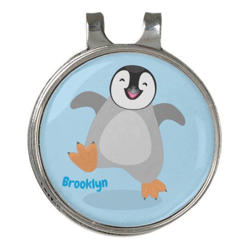 Cute happy emperor penguin chick cartoon golf hat clip