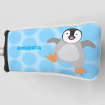 Cute happy emperor penguin chick cartoon golf head cover