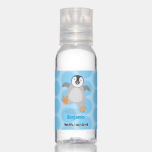 Cute happy emperor penguin chick cartoon hand sanitizer