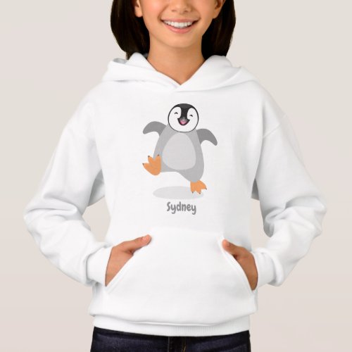 Cute happy emperor penguin chick cartoon hoodie