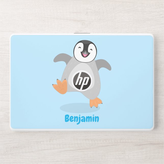 Cute happy emperor penguin chick cartoon HP laptop skin (Front)