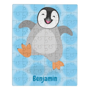 Cute happy emperor penguin chick cartoon jigsaw puzzle