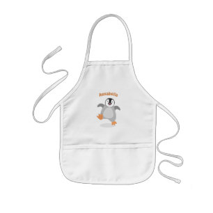 Cute happy emperor penguin chick cartoon kids' apron