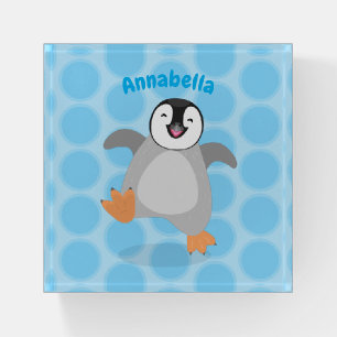 Cute happy emperor penguin chick cartoon paperweight