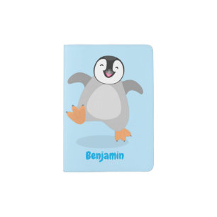 Cute happy emperor penguin chick cartoon passport holder