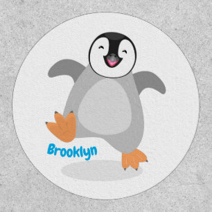 Cute happy emperor penguin chick cartoon patch