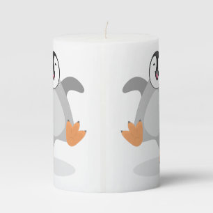 Cute happy emperor penguin chick cartoon pillar candle