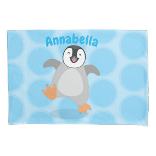 Cute happy emperor penguin chick cartoon pillow case