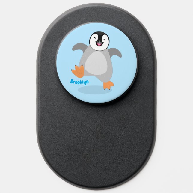 Cute happy emperor penguin chick cartoon PopSocket (Popsocket)
