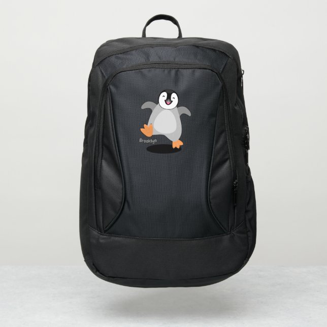 Cute happy emperor penguin chick cartoon port authority® backpack (Front)