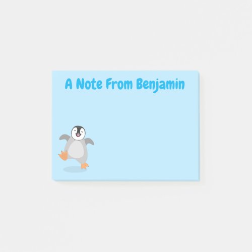 Cute happy emperor penguin chick cartoon post_it notes