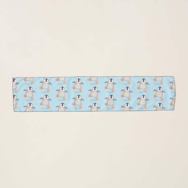 Cute happy emperor penguin chick cartoon scarf (Front (Horizontal))
