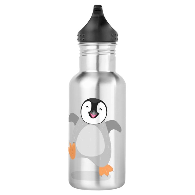 Cute happy emperor penguin chick cartoon stainless steel water bottle (Right)