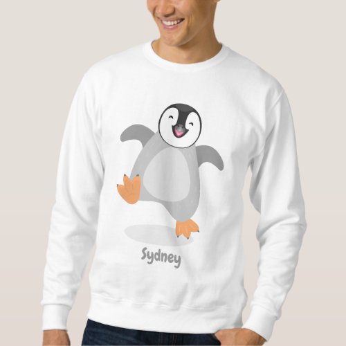 Cute happy emperor penguin chick cartoon sweatshirt