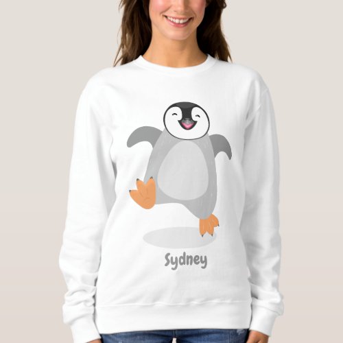 Cute happy emperor penguin chick cartoon sweatshirt