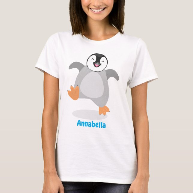 Cute happy emperor penguin chick cartoon T-Shirt (Front)