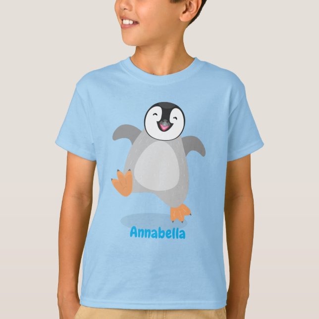 Cute happy emperor penguin chick cartoon T-Shirt (Front)