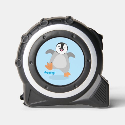 Cute happy emperor penguin chick cartoon tape measure