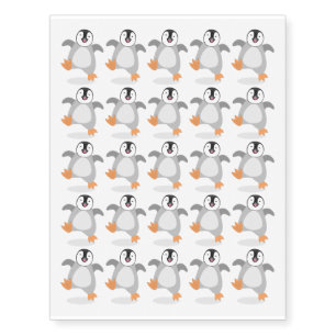 Cute happy emperor penguin chick cartoon temporary tattoos