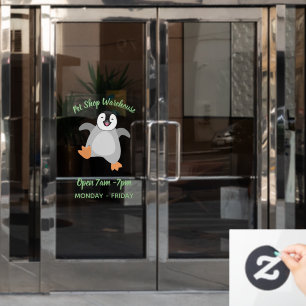 Cute happy emperor penguin chick cartoon window cling