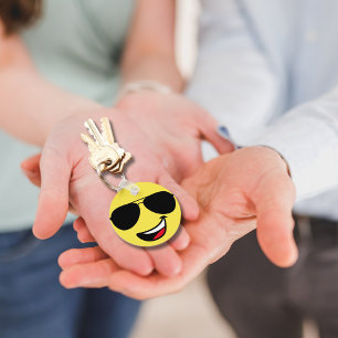 Cute Happy Face & Aviator Glasses,Fun Keychain