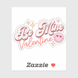 Cute Happy Face Be Mine Valentine's Day Vinyl Sticker