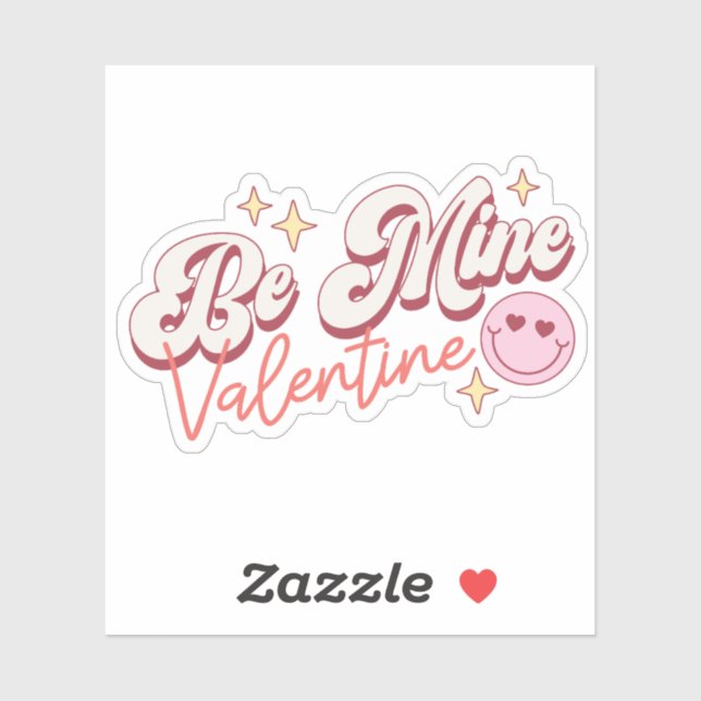 Cute Happy Face Be Mine Valentine's Day Vinyl Sticker (Sheet)