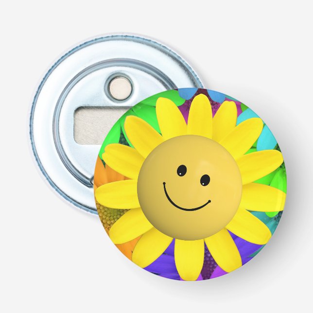 Cute Happy Face Flowers Bottle Opener (Front)