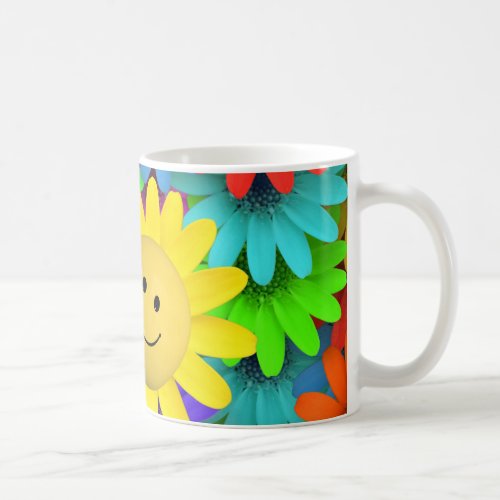 Cute Happy Face Flowers Coffee Mug