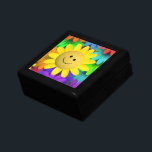 Cute Happy Face Flowers Keepsake Box<br><div class="desc">Adorable and cute yellow happy face flower resting on a bed of bright neon colored flowers. Colorful and cheery.</div>