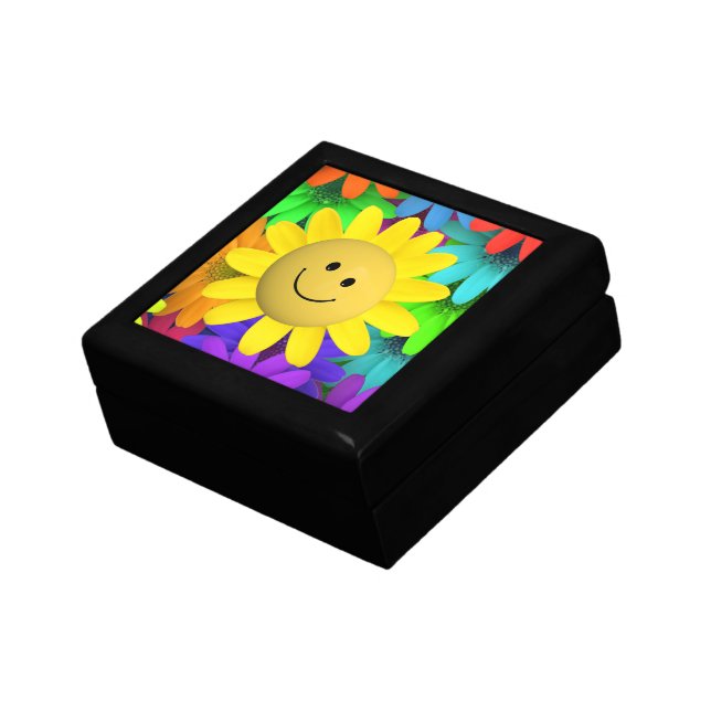 Cute Happy Face Flowers Keepsake Box (Side)
