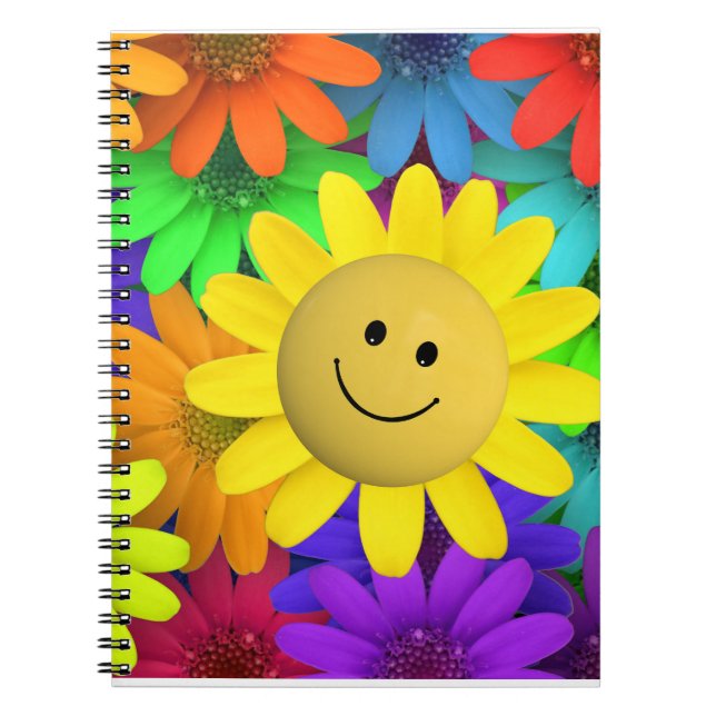 Cute Happy Face Flowers Notebook (Front)