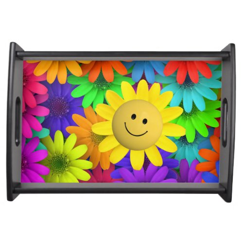 Cute Happy Face Flowers Serving Tray