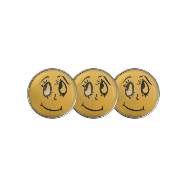 Cute Happy Face Golf Ball Marker (3 Up)