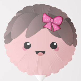 Cute happy face kawaii Japanese cartoon doll pink Balloon