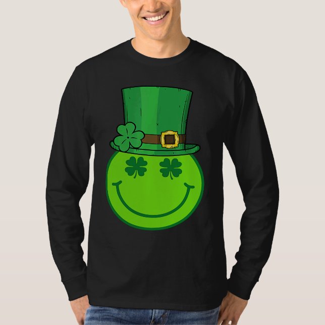Cute Happy Face Leprechaun  St Patricks Day Irish  T-Shirt (Front)