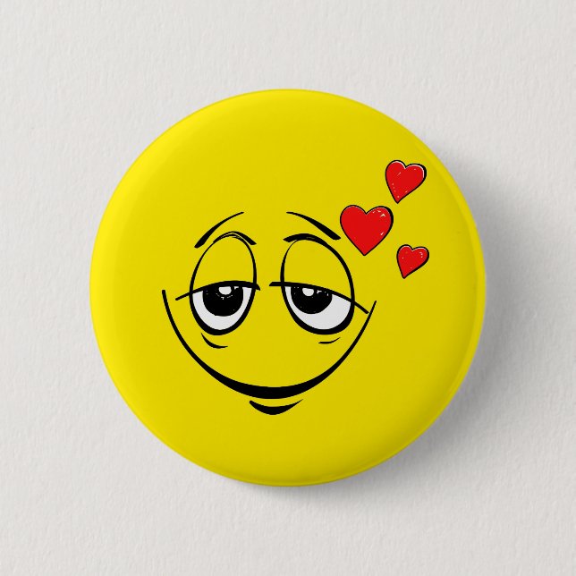 Cute Happy Face Love Emoji Pinback Button (Front)